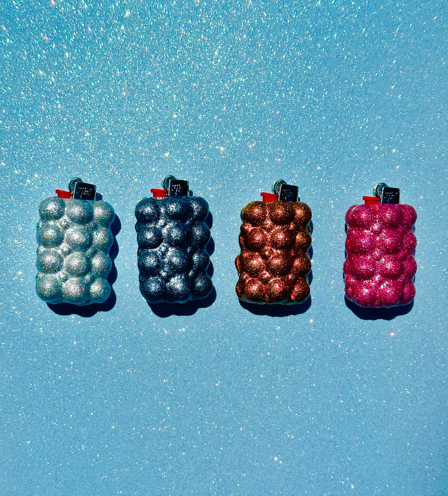 QUILTED GUNMETAL HOLO MINI LIGHTER CASE