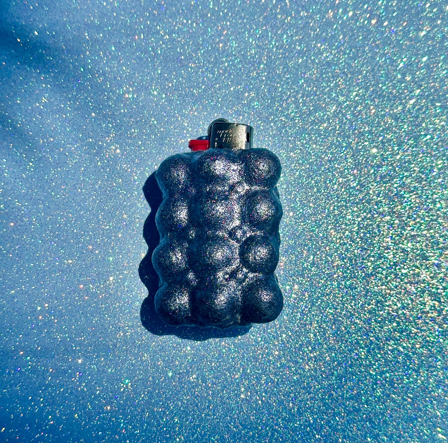 QUILTED GUNMETAL HOLO MINI LIGHTER CASE
