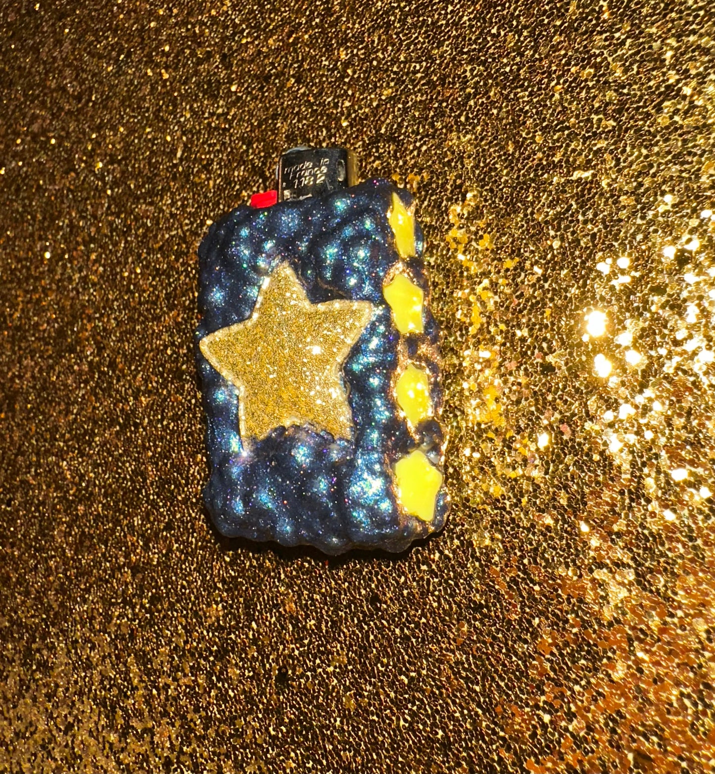 GOLD PUFFY STAR MINI LIGHTER CASE
