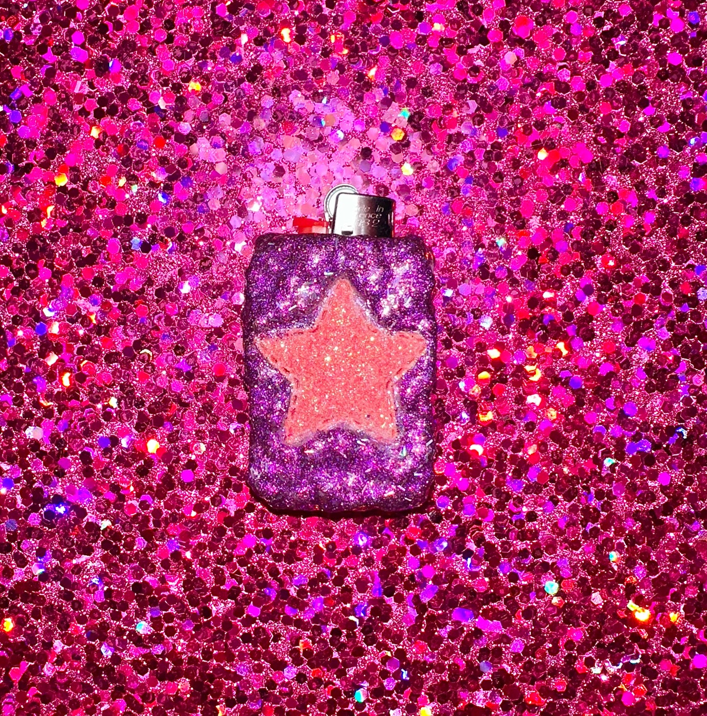HOT PINK PUFFY STAR MINI LIGHTER CASE