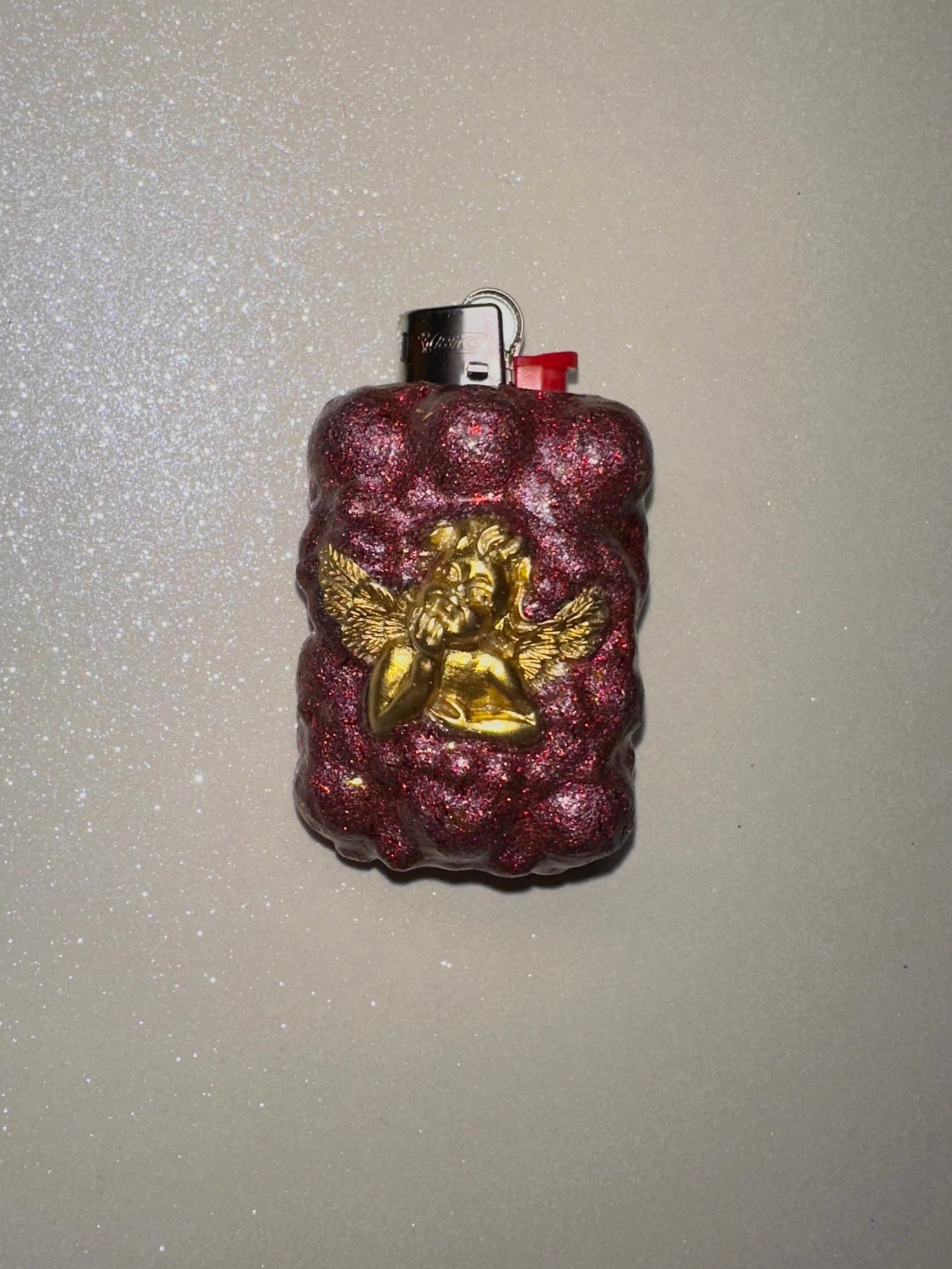 gold angel vampire red glitter lighter case by bella