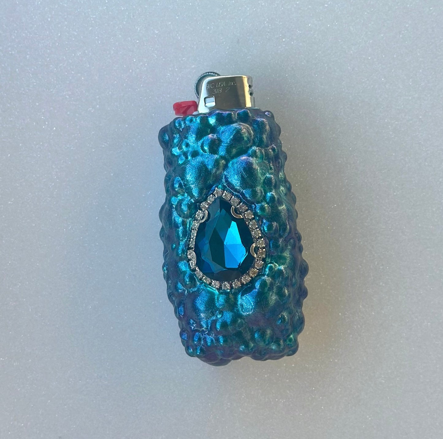 TEAL SAPPHIRE PRINCESS GEM LIGHTER CASE