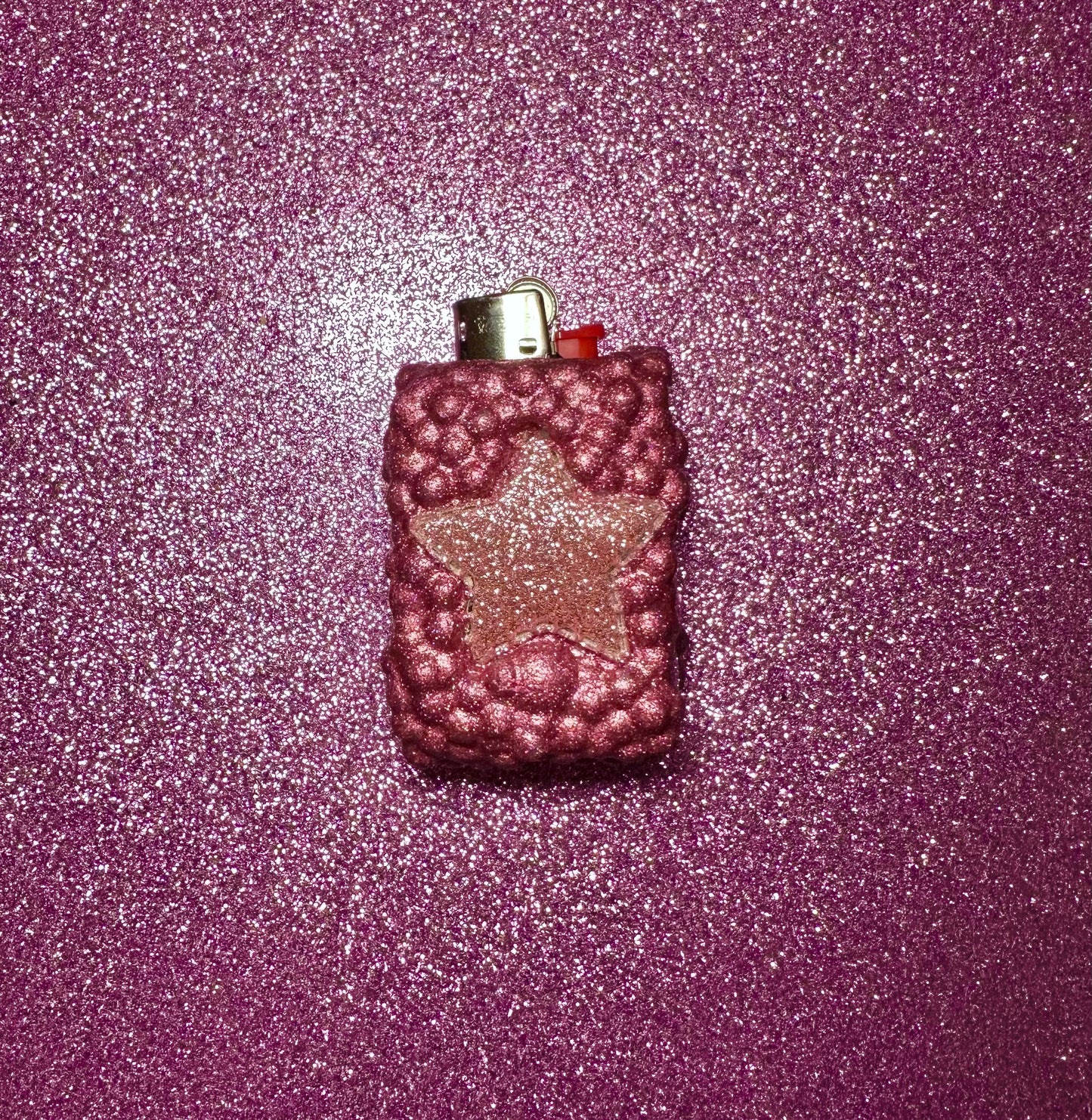 PINK PUFFY STAR MINI LIGHTER CASE