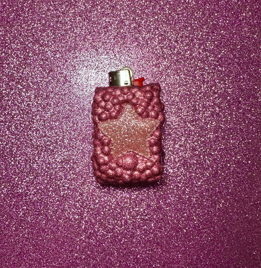 PINK PUFFY STAR MINI LIGHTER CASE