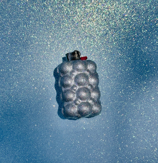 QUILTED SILVER HOLO MINI LIGHTER CASE
