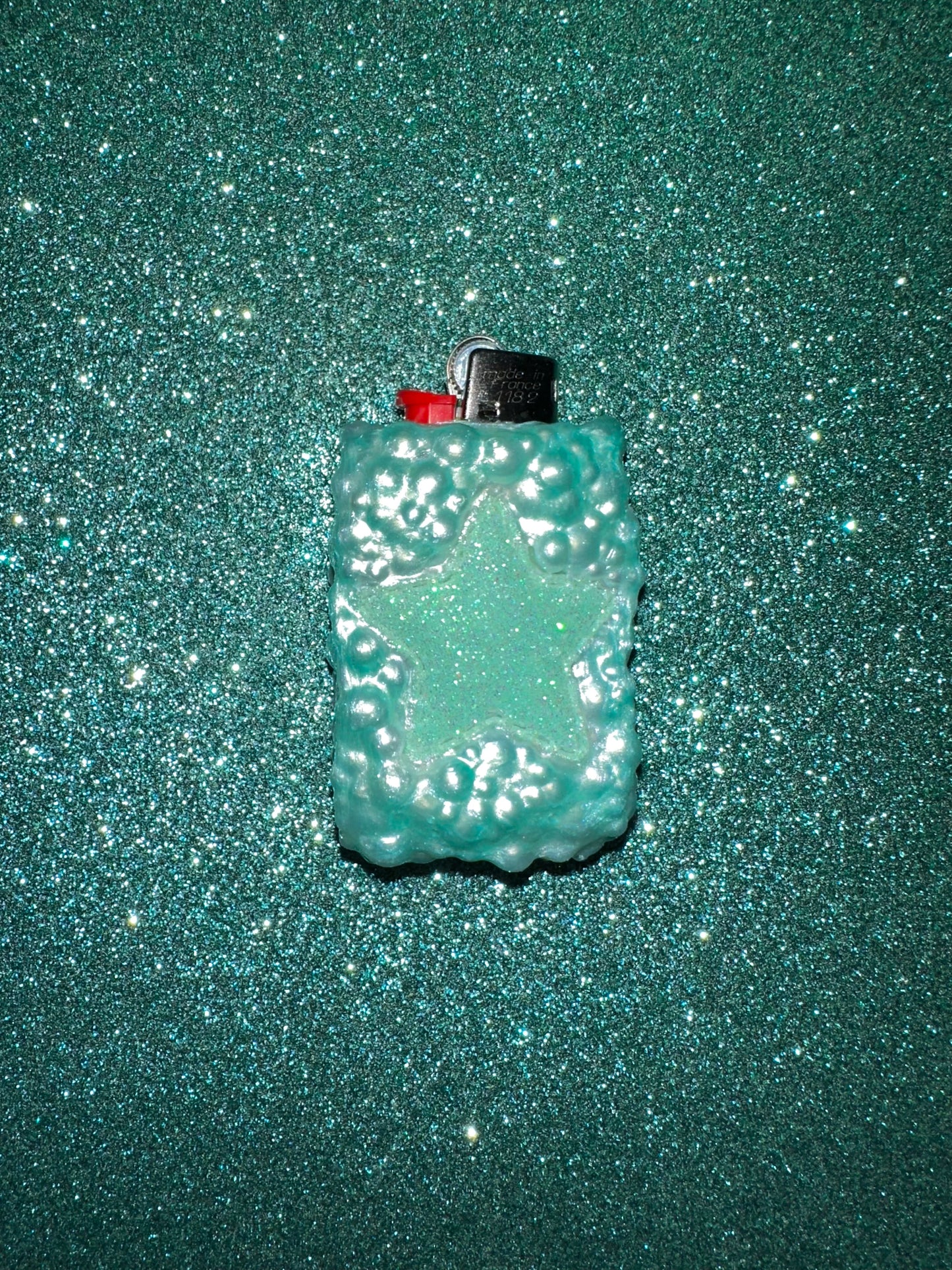 MINT PUFFY STAR MINI LIGHTER CASE