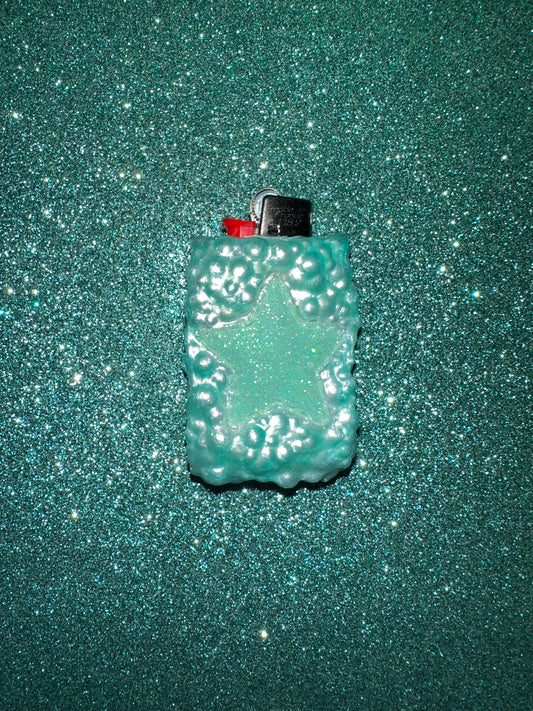 MINT PUFFY STAR MINI LIGHTER CASE