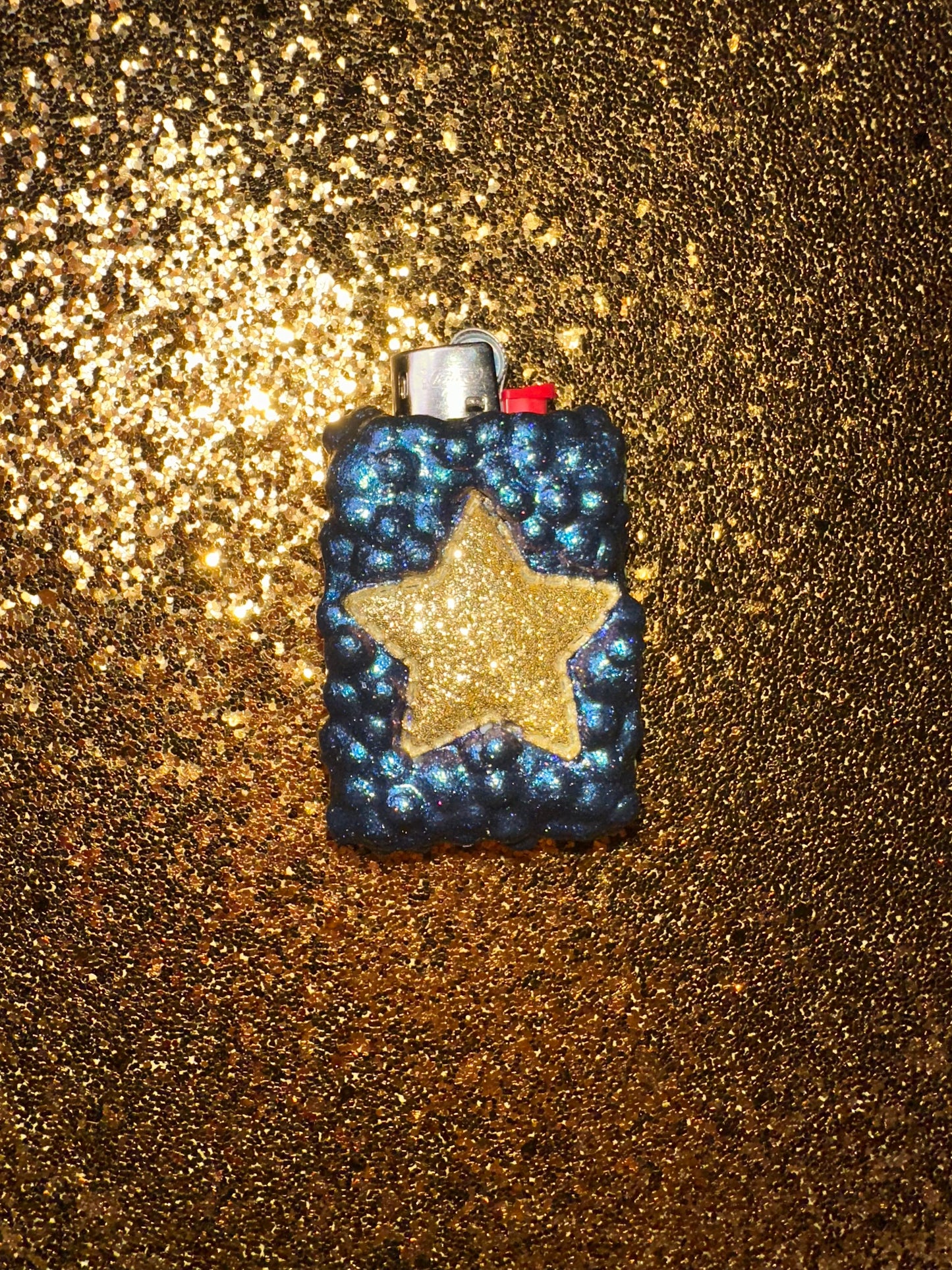 GOLD PUFFY STAR MINI LIGHTER CASE