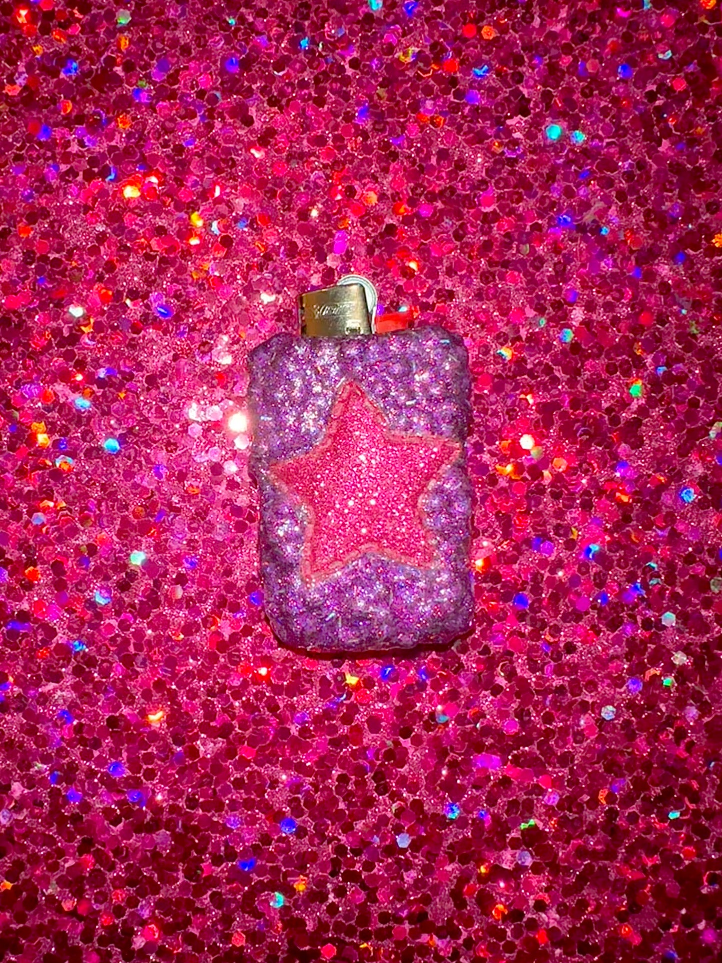 HOT PINK PUFFY STAR MINI LIGHTER CASE