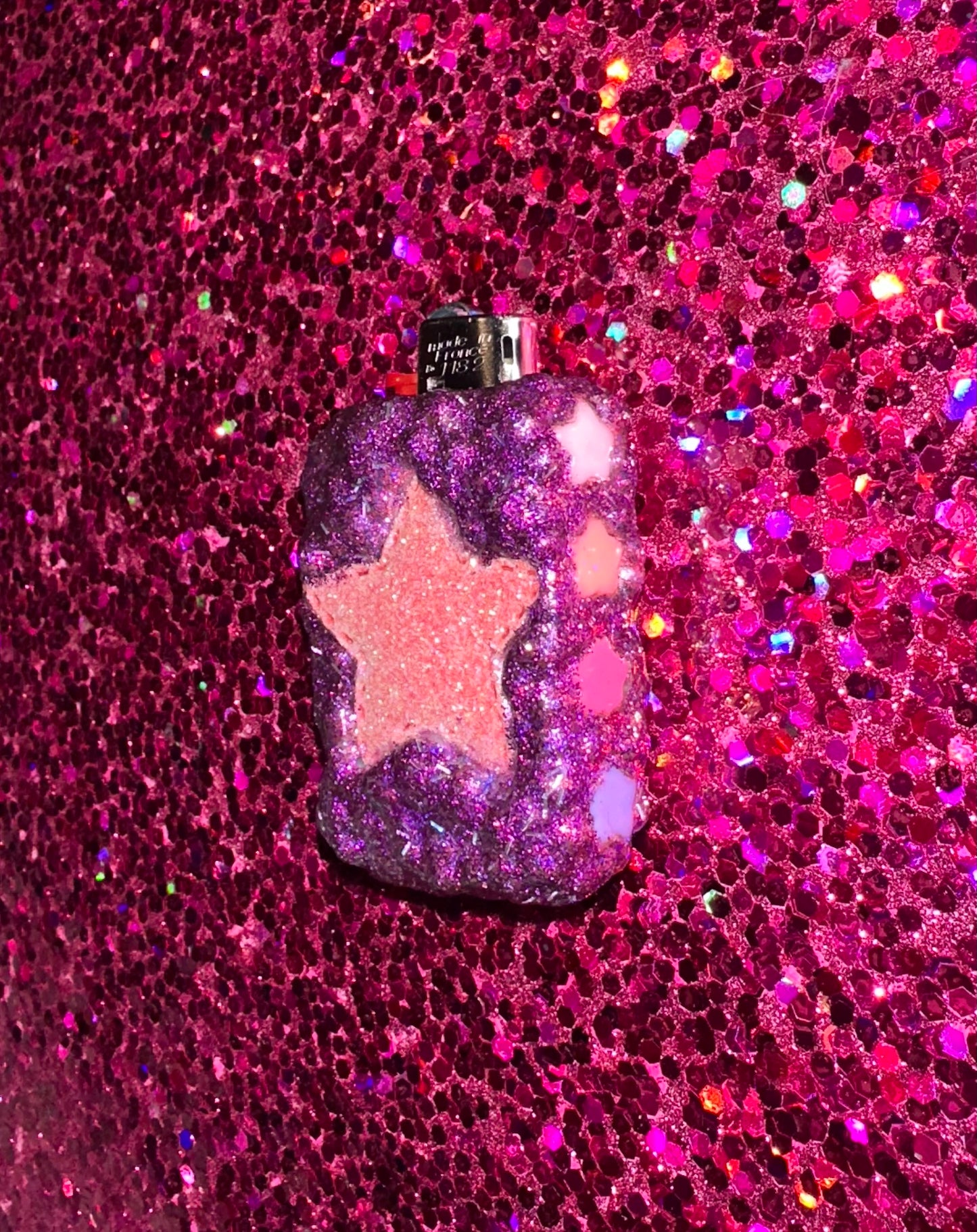 HOT PINK PUFFY STAR MINI LIGHTER CASE