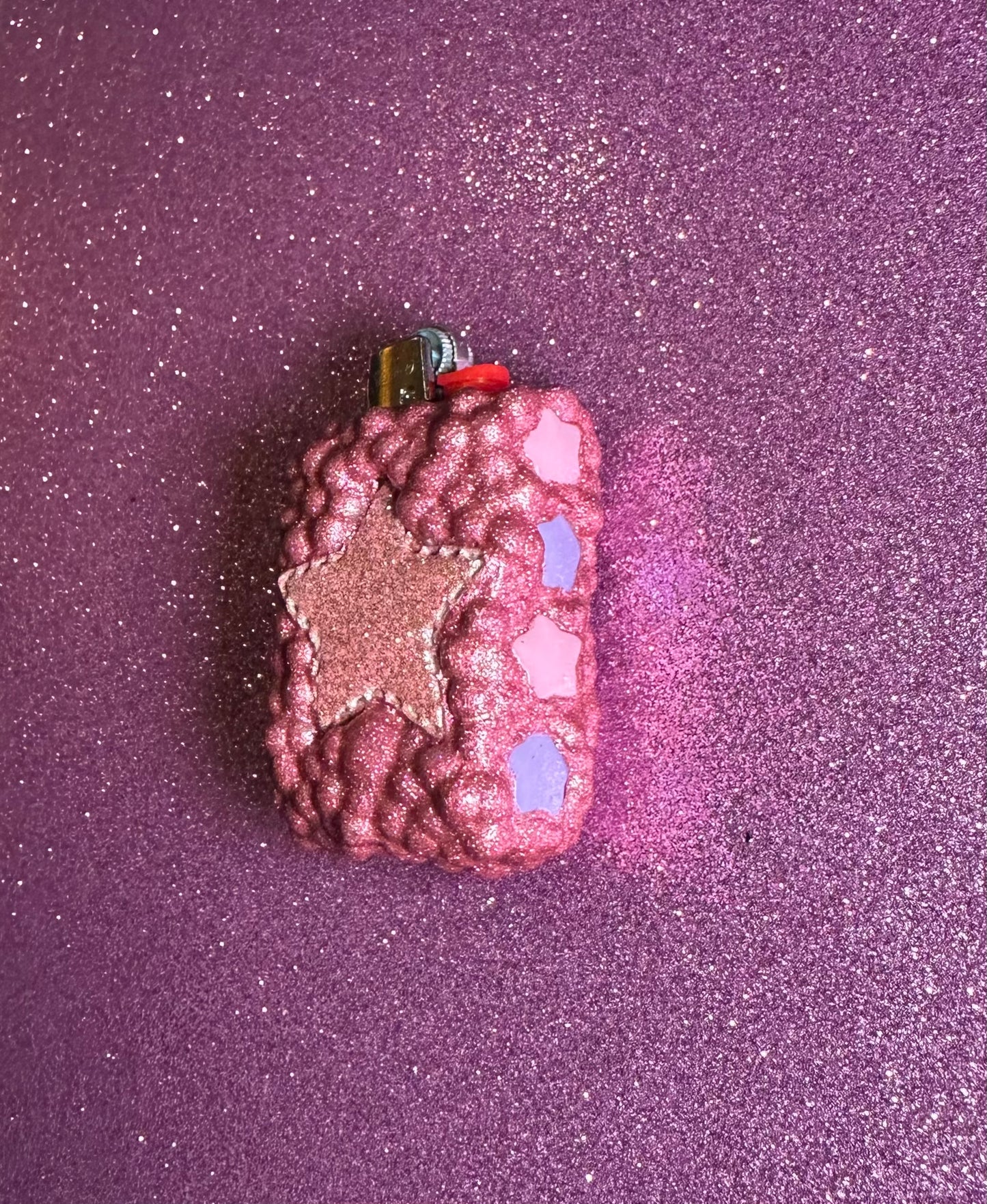 PINK PUFFY STAR MINI LIGHTER CASE