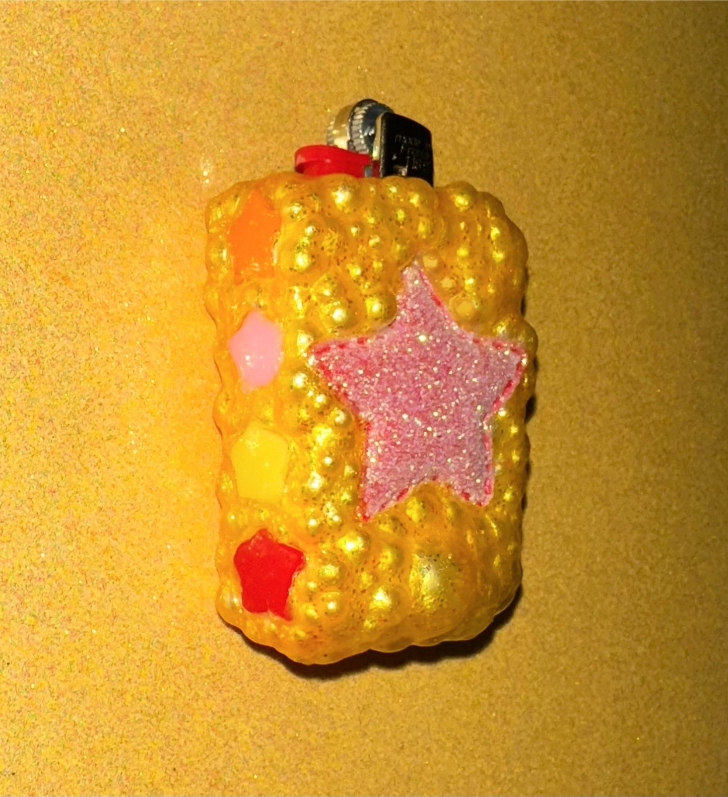 YELLOW PUFFY STAR MINI LIGHTER CASE