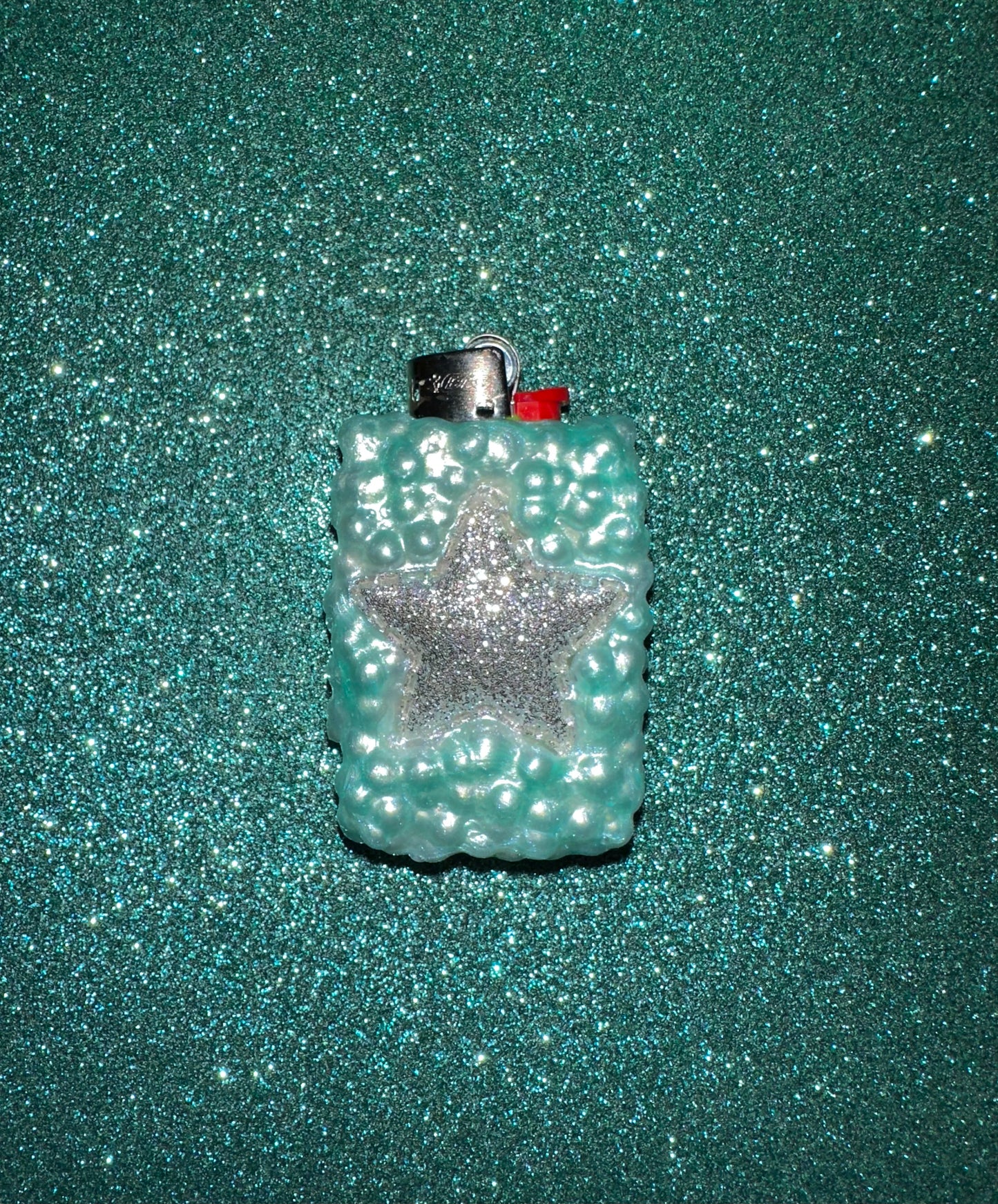 MINT PUFFY STAR MINI LIGHTER CASE