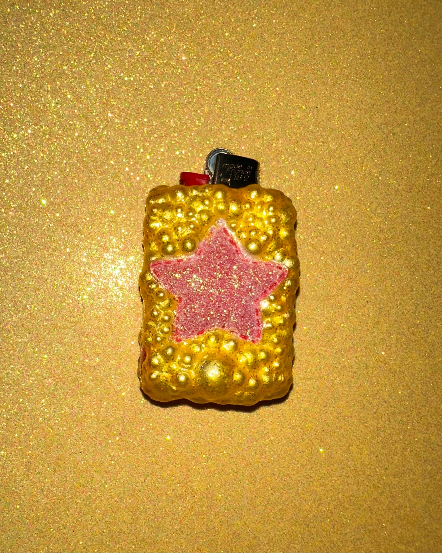 YELLOW PUFFY STAR MINI LIGHTER CASE