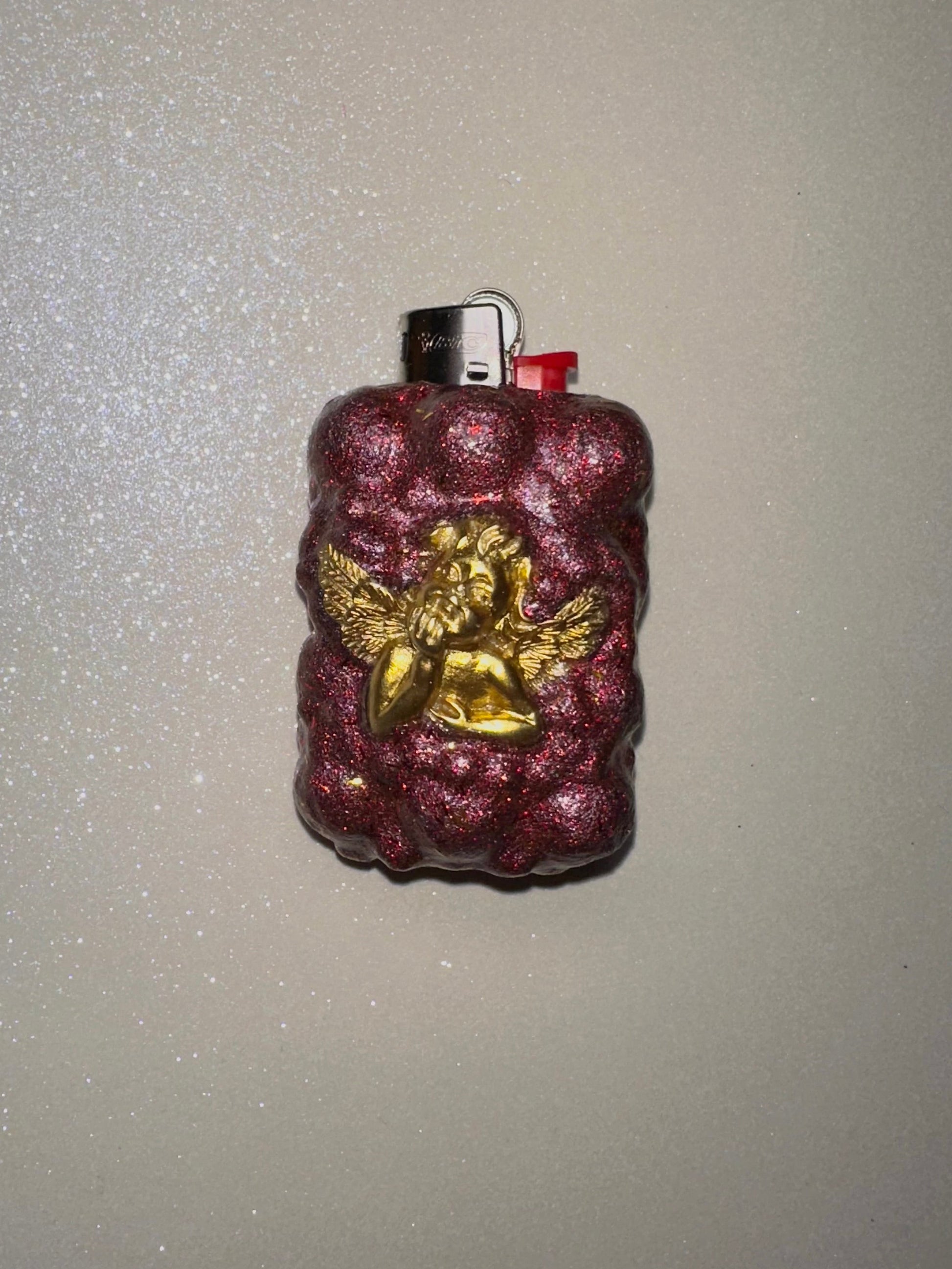gold angel vampire red glitter lighter case by bella